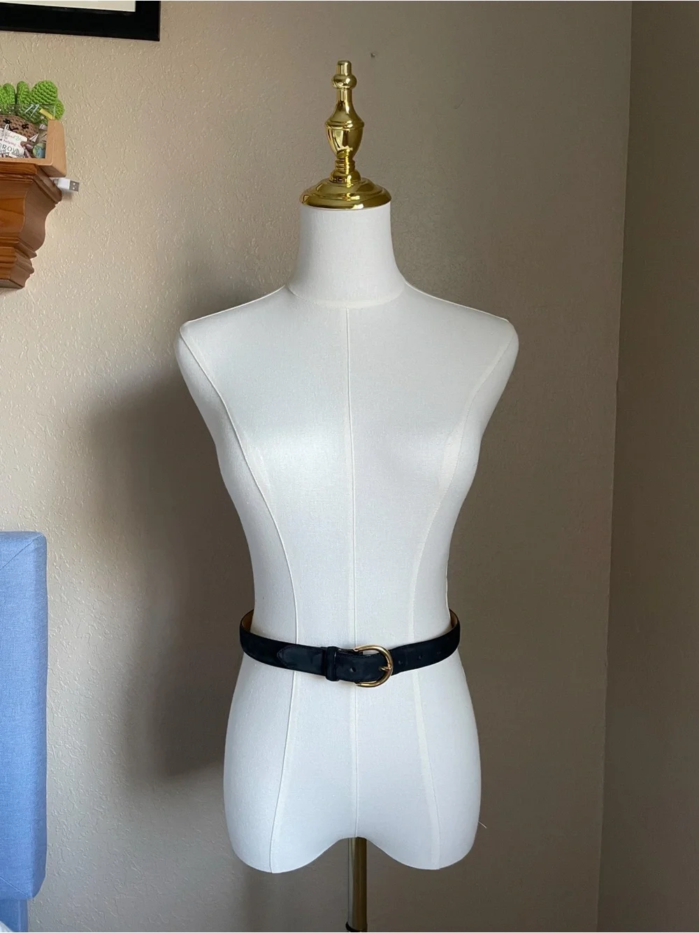 Brooks Brothers Navy Suede Gold Tone Horseshoe Buckle Leather Belt Size S Butter